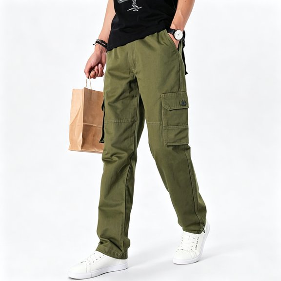 Men Utility Cargo Pants Stretch Breathable Reinforced 6 Pocket Outdoor Hiking Work Pants S-XXL