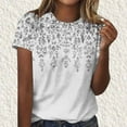 thumbnail image 2 of ZQGJB Floral Tops for Women Vintage Printed Summer Short Sleeve Round Neck Graphic T-Shirts Trendy Relaxed Fit Cotton Pullover Blouse Gray L, 2 of 4