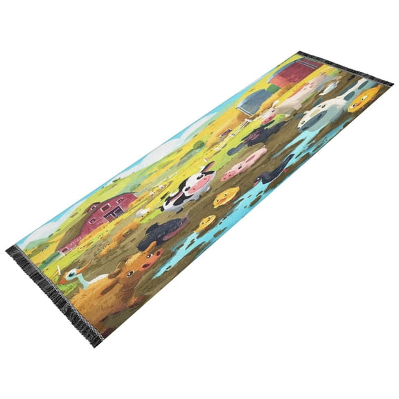 Vintage Modern Runner Rug,Non Slip Machine Washable 72"x23.5" Polyester Material Pet-Friendly Durable,Applicable to Entryway Rug Living Room Rug Colorful Cartoons