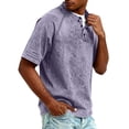 thumbnail image 4 of GrmtClth Henley Shirts for Men Vintage Distressed Stylish T-Shirts Short Sleeve Washed Tee Shirts with Button Placket Heavyweight Pullover Light Purple XXL, 4 of 8