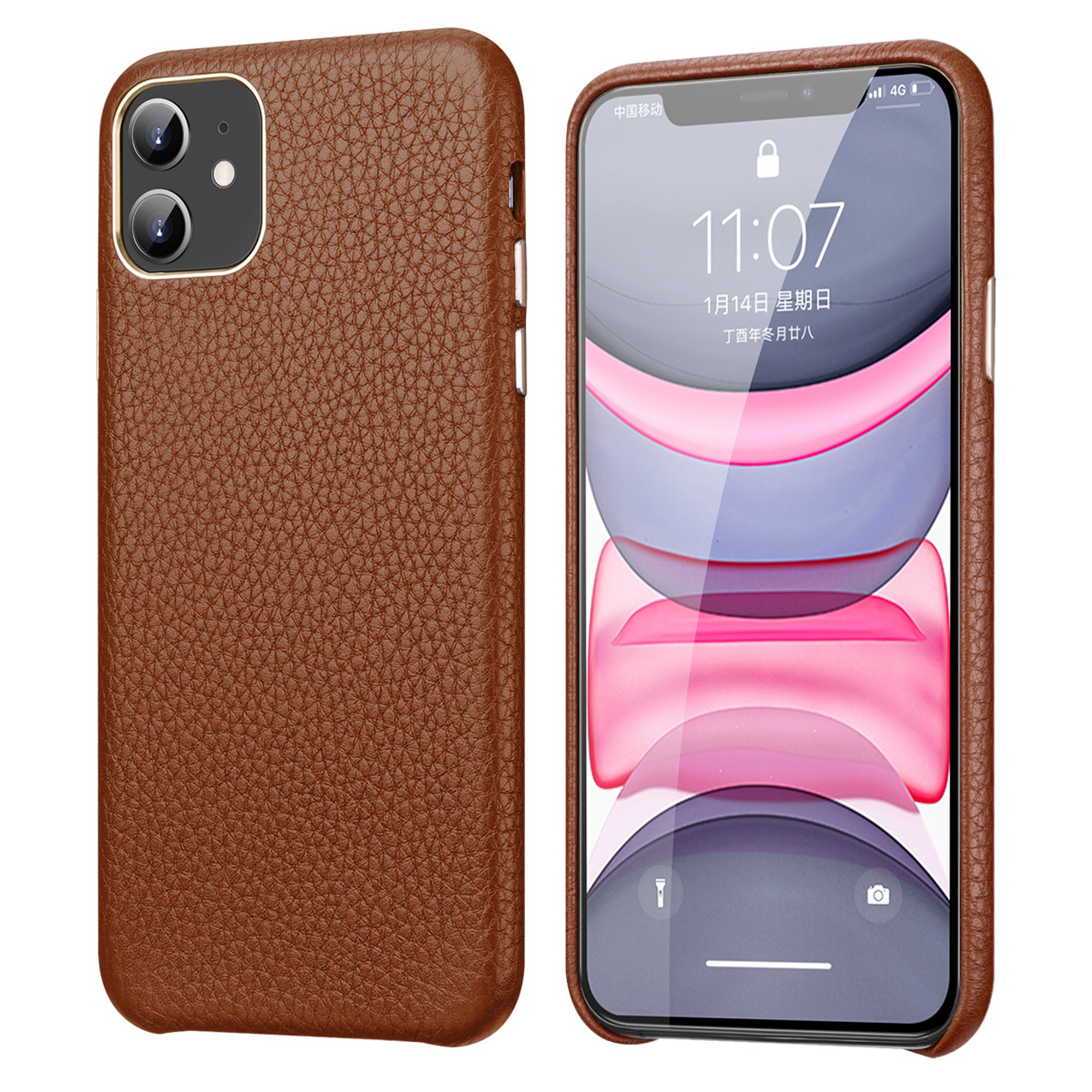 Dteck Premium Real Leather Case Compatible with iPhone 11 Slim Full Leather Phone Case