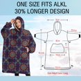 thumbnail image 4 of Oversized Wearable Blanket Hoodie,Purple Circular Floral Pattern Sherpa Blanket Hoodie with Super Pockets,Super Warm Fuzzy Pullover for Women & Men, 4 of 6