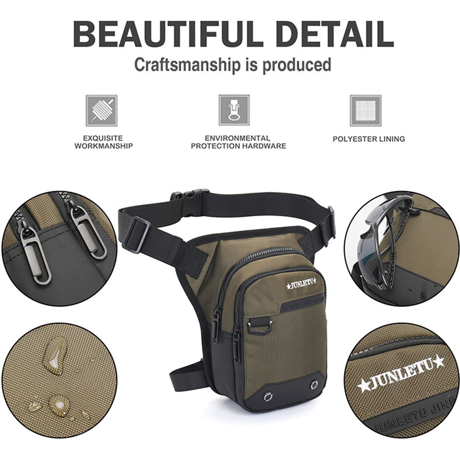 KAWELL Mens Waist Bag Fanny Pack Drop Leg Bag Thigh Bag Pouch Tactical Motorcycle Riding Waterproof Outdoor Sport