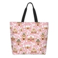 thumbnail image 1 of Disketp Gingerbread Houses Pink Wonderland Bolsa Tote Estampada para Mujer, Bolso de Hombro y de Mano para Compras y Viajes, 1 of 8