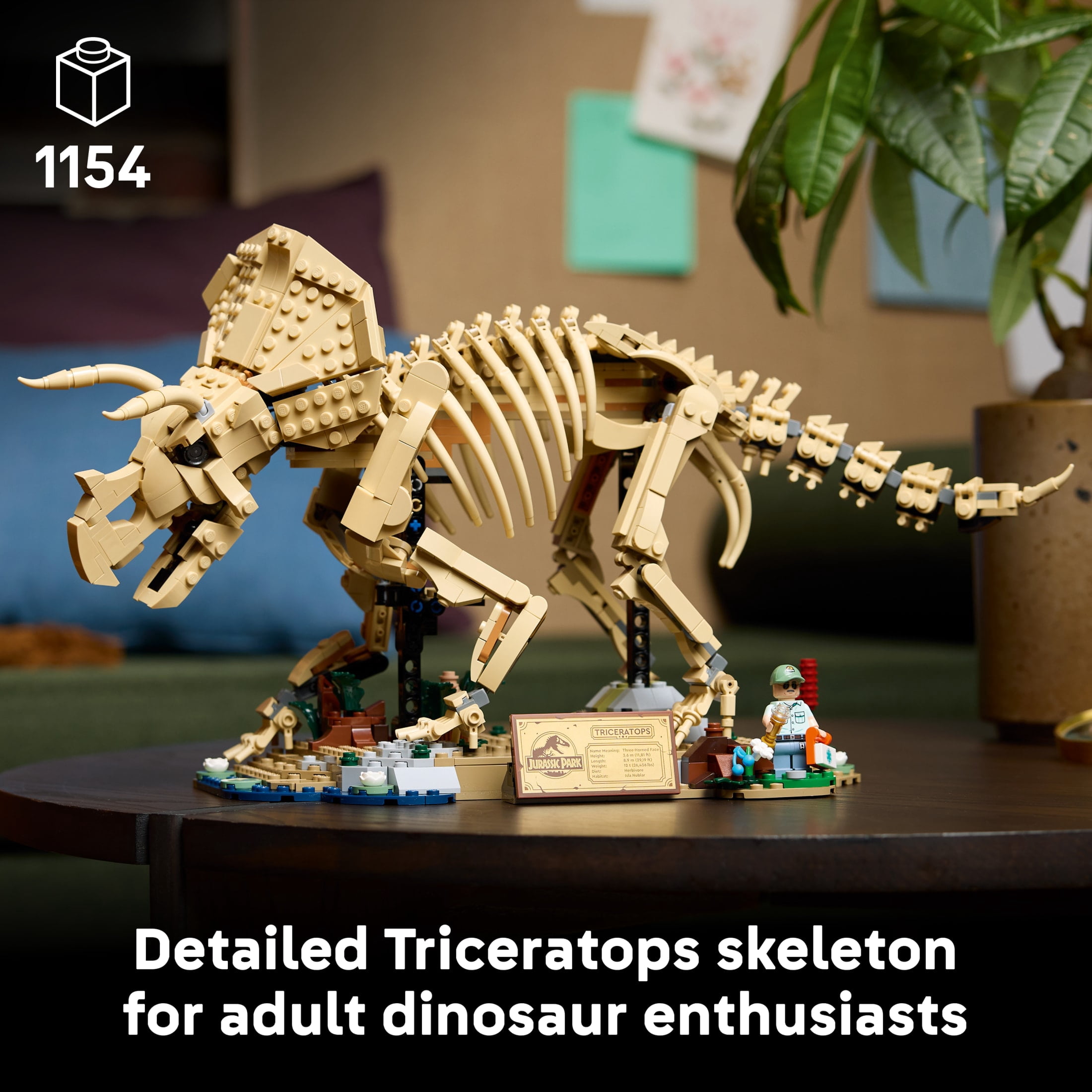 LEGO Jurassic World Dinosaur Fossils: Triceratops - Building Set for Adults, Ages 18+ - Posable Display for Home Office, Bedroom or Desk Décor - Gift for Men & Women - 77985