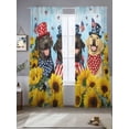 thumbnail image 2 of Independence Day Sheer Curtains 2 Panels Set U.S. Flag Themed Cute Dog Farmhouse Sunflower Sheer Window Curtains Light Filtering Rod Pocket Voile Drapes for Bedroom Living Room 52"X96", 2 of 8