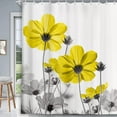 thumbnail image 2 of Unique Floral Yellow Shower Curtain for Bathroom Decor, Yellow and Grey Daisy Flower Elegant Wildflower Design Farmhouse Shower Curtains with Hooks Set, 72X72in, 2 of 5