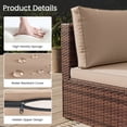 thumbnail image 6 of POTEBAN 6-Piece Space-Saving Patio Furniture Set, All Weather Brown Wicker Rattan Sectional Sofa with 2 Ottomans, Outdoor Conversation Set for Garden, Backyard, Khaki Cushions, 6 of 10