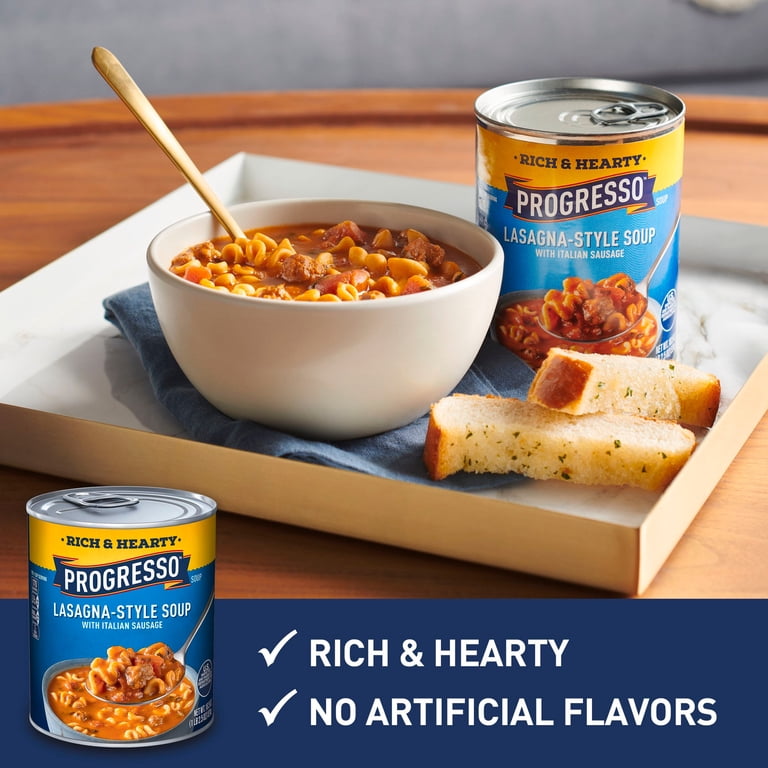12 pack) Progresso Rich & Hearty, Lasagna-Style Soup With Italian