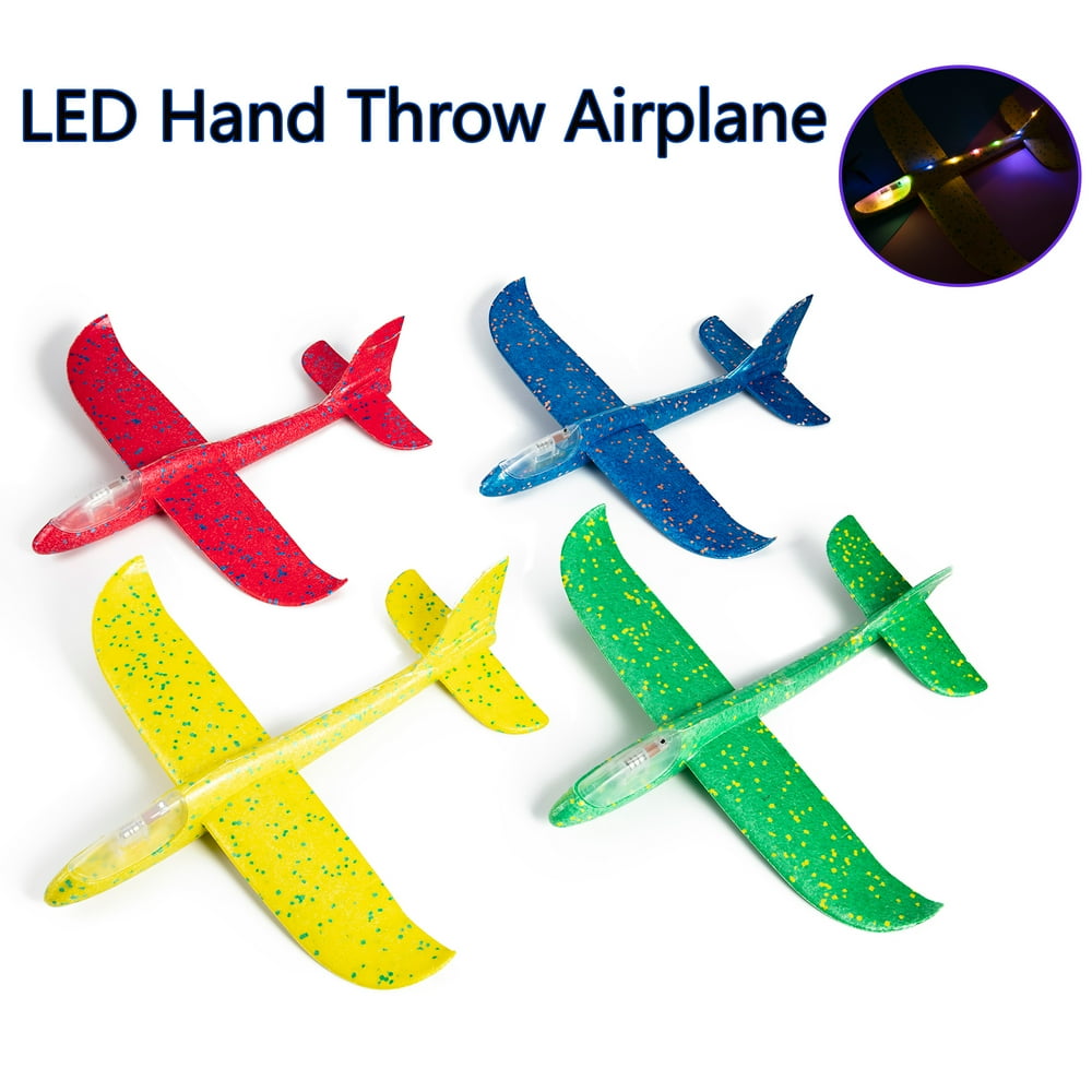 DIY LED Hand Throw Airplane Model Hand Throw Flying Glider Plane Foam
