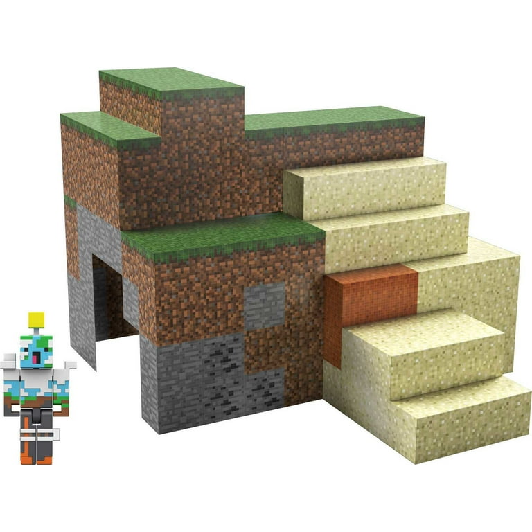 Minecraft Overworld Playset with 1 Action Figure & 10 Papercraft