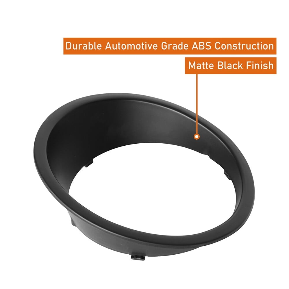 2Pcs Matte Black Front Headlight Round Cover Bezels For Jeep Wrangler JK 07-15