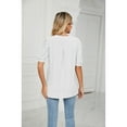thumbnail image 6 of XCHQRTI Pleated Puff Sleeve Shirt Women's V Neck Solid Color Tops Summer Hollow Tunic Dressy Blouse, 6 of 8