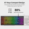 thumbnail image 3 of Teclado de membrana YWYT Y200 USB para juegos con cable, diseño de 87 teclas, efecto de luz RGB, tec YWYT Negro, 3 of 6