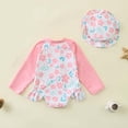 thumbnail image 4 of Sombreros de Verano para Niñas con Traje de Baño Combinado Impreso Conjunto de Dos Piezas para la Playa, la Natación en Interiores Y las Vacaciones, 4 of 8