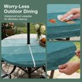 thumbnail image 3 of Round Outdoor Tablecloth with Umbrella Hole and Zipper, Teal Ombre Fitted Table Cover with Elastic Edge for 31-35 Inch, Farmhouse Vintage Wooden Striped Waterproof Patio Tablecoths for Picnic, 3 of 9