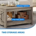 thumbnail image 7 of Dextrus Coffee Table with Storage, Square Wood Farmhouse Coffee Table with Barn Door for Living Room, Grey, 7 of 7