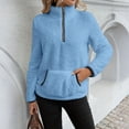 thumbnail image 5 of Womens Sherpa Fleece Sweatshirt Quarter Zip Fluffy Pullover Comfort Soft Sweaters Jacket Warm Winter Coats with Pockets, 5 of 6