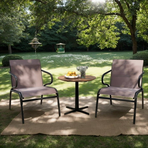 Yardi Yarda Modern Patio Chairs Set of 2, Patio Dining Chair with Breathable Fabric for Outdoor as Yard, Coffee