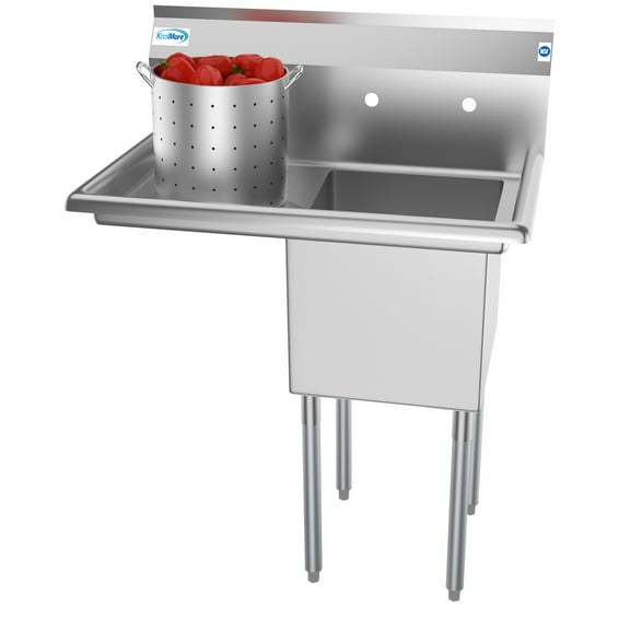 1 Compartment 33" Stainless Steel Commercial Kitchen Prep & Utility Sink with Drainboard - Bowl Size 15" x 15" x 12"