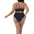 thumbnail image 4 of DARING DIVA Plus Size Women's Bikini Two Piece One Shoulder Swimsuit 1X Black, 4 of 5