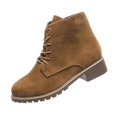 thumbnail image 2 of Willtoo Womens Ankle Boots Round Toe Lace‑Up Combat Booties with Side Zipper Low Block Heel Casual Short Boots for Daily Wear, 2 of 5