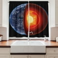 thumbnail image 2 of Ambesonne Earth Kitchen Curtains, Hot Burning Earth Core, 55"x39", Orange Black Blue, 2 of 3