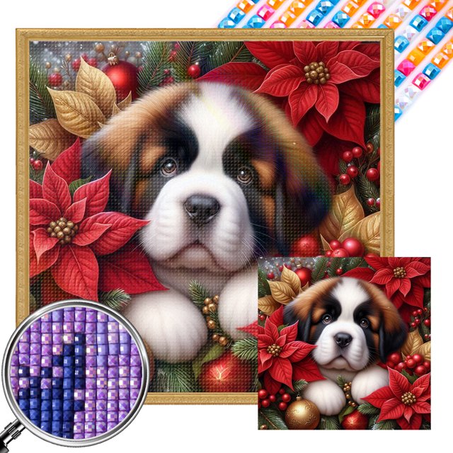 5D DIY Taladro Cuadrado AB Parcial Kit Perro Navidad 45x45cm