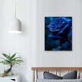 thumbnail image 4 of Awypu Blue Rose Wall Art Rose Flowers Blossom on the Black Background Canvas Print Nature Scenery Wall Art for Living Room Bedroom Wall Painting Decoration Modern Artwork, 4 of 5