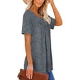thumbnail image 4 of KISSMODA Summer Casual Flowy V-Neck Women T Shirts Short Sleeve Loose Summer Tops for Women Pleated Blouse, 4 of 6