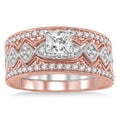 thumbnail image 2 of 2.00 Carat Antique Trio Bridal Set Engagement Ring with Princess Diamond in 10k White and Rose Gold, 2 of 3