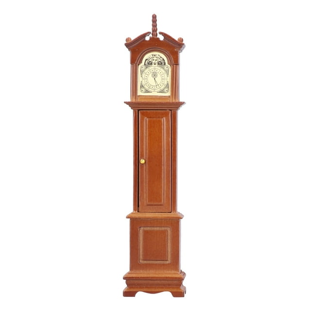 Reloj de pie en miniatura para casa de muñecas, modelo de madera, accesorio para muebles, escala 1/12