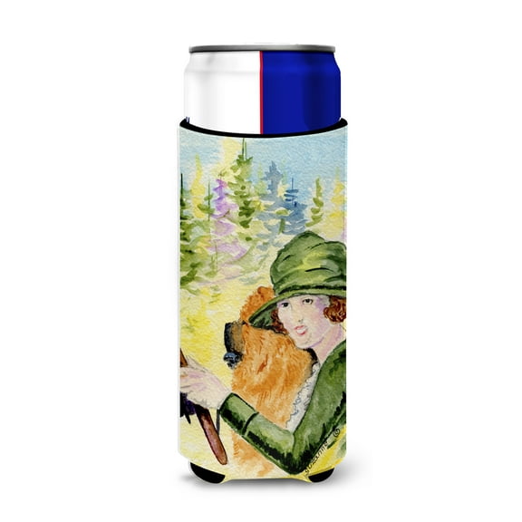 Caroline's Treasures SS8527MUK Lady driving with her Chow Chow Ultra Hugger for slim cans, Slim Can, multicolor