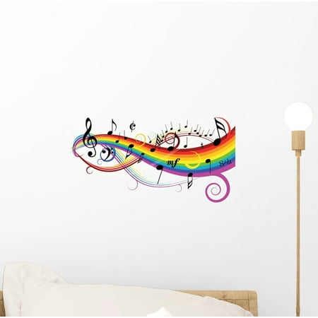 Note Wall (Notes White with Rainbow Wall Decal Sticker, Wallmonkeys Peel & Stick Vinyl Graphic (12 in W x 9 in)