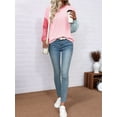 thumbnail image 6 of Womens Long Sleeve Tops Fall Fashion Crewneck Color Block Ribbed Knit Casual Loose Fit Pullover Shirts Pink Blue XL, 6 of 7