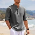 thumbnail image 2 of Men's Casual Shirt Long Sleeve Stand Collar Solid Color Shirt Mens Clothing, 2 of 11