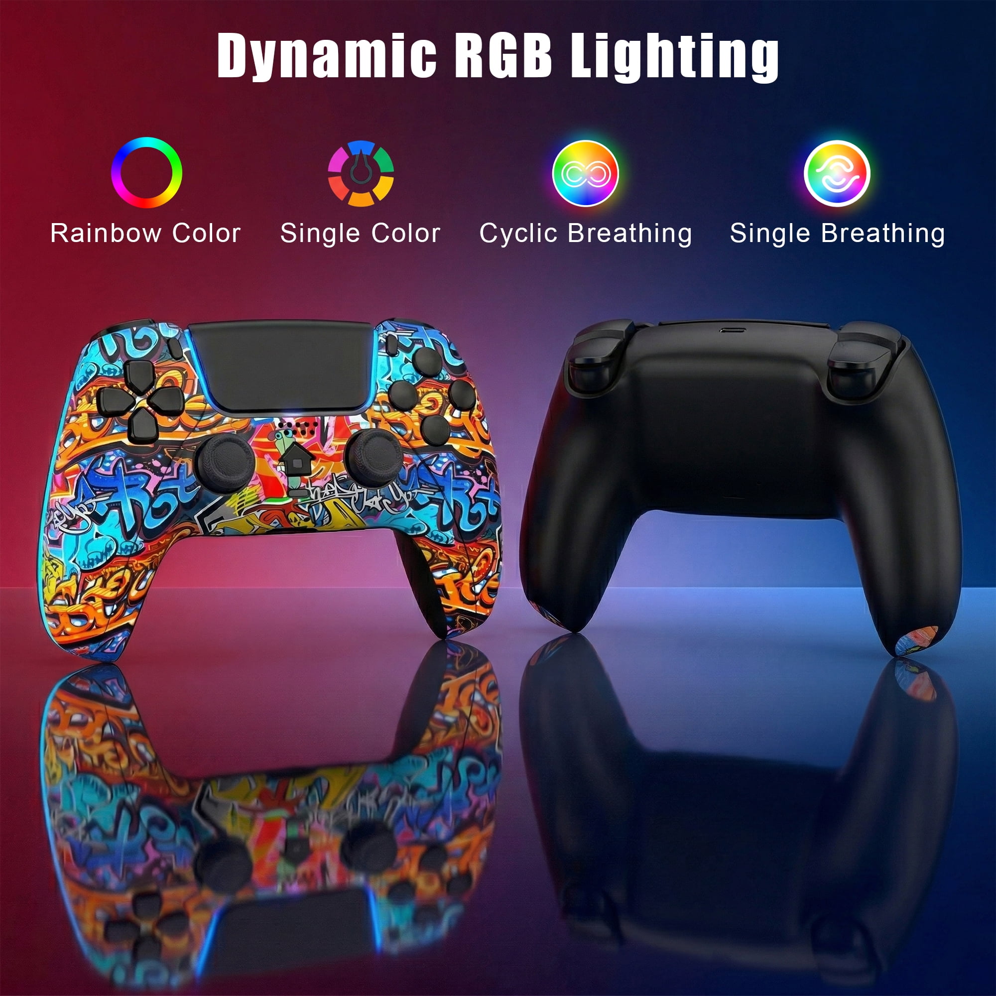 Game Controller for PS5 Pro/Slim/PC, Wireless Controller with Dual Vibration/6-Axis Gyro.