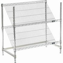 Global Industrial 18363SSC2 Nexel 2 Shelf Chrome Slant Wire Shelving Unit Starter, Chrome - 36 x 18 x 34 in.