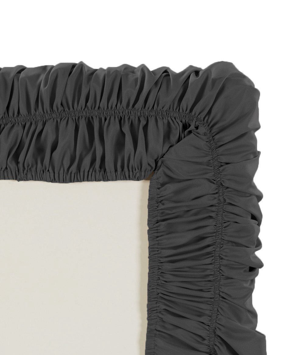 Easy Fit Bed Skirt Wrap Around Elastic Bed Ruffle with 17 Inch Drop Solid Red Bedroom Decor
