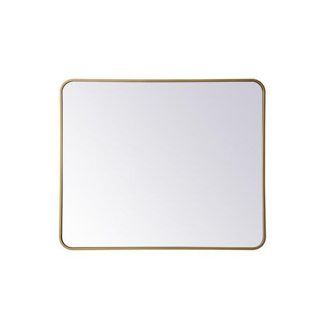 Living District MR803036BR 30 x 36 in. Soft Corner Metal Rectangular Mirror, Brass