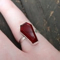 thumbnail image 5 of Garnet Natural Gemstone Coffin Ring, Genuine 925 Sterling Silver, Statement Promise Ring, Engagement Wedding Birthday Men's Women's Ring, January Birthstone Unique Gifts For Him (garnet, Size 7), 5 of 9