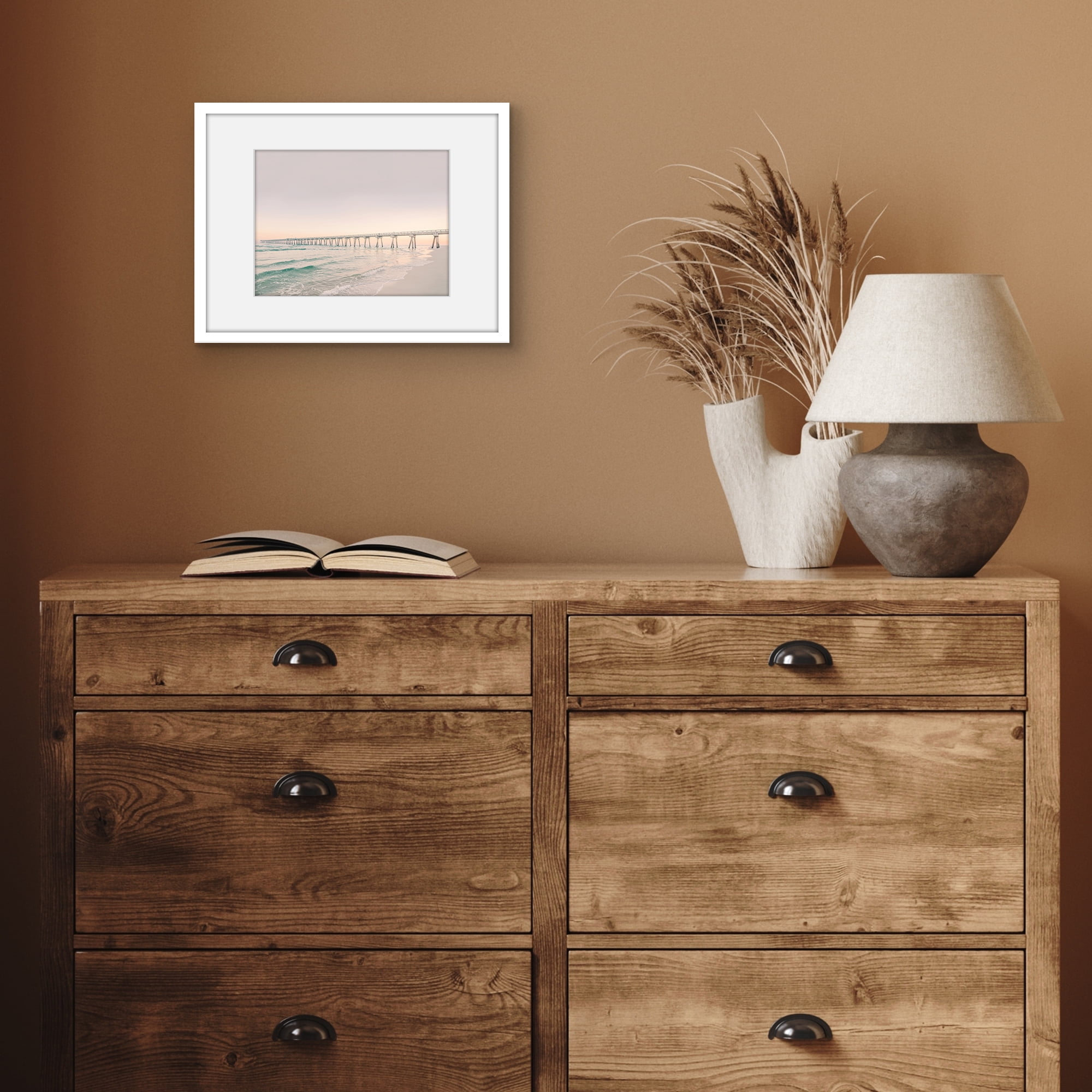 Americanflat 9x12 Picture Frame with Shatter-Resistant Glass with 6x8 Mat Display Photo Streamline - White