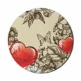 thumbnail image 1 of Love Mouse Pad for Computers, Pattern Valentine's Day with Flowers and Butterfly Holiday Love Antiquity Vintage, Round Non-Slip Thick Rubber Modern Mousepad, 8" Round, Beige Brown Red, by Ambesonne, 1 of 2