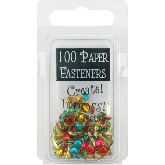Creative Impressions Mini Metal Paper Fasteners 3mm 100/Pkg-Round - Metallic - CI90193