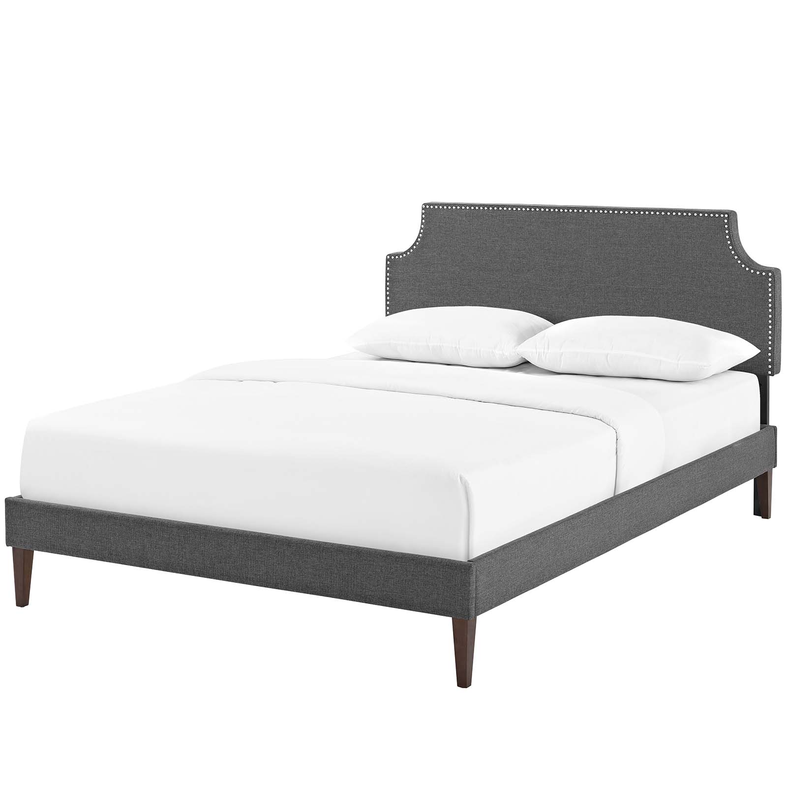Mod Uptown Contemporary/Modern Upholstered Platform Bed, Queen, Gray