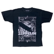 Led-Zeppelin Mens Officially Licensed Graphic Classic Rock Heavy Metal Tee T-Shirt (Small, Black/White Distressed Print)