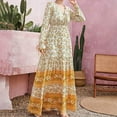 thumbnail image 2 of Odeerbi Dresses for Women 2025 Casual Maxi Dresses Fashion Comfortable Winter Floral Print Long Sleeve V-Neck Dress Beige, 2 of 9