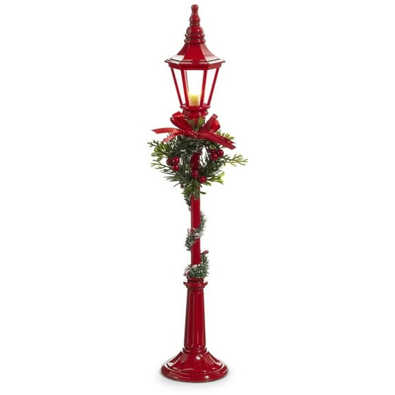 18.5" Lighted Red Lamp Post Battery Operated