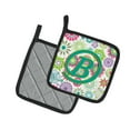 thumbnail image 2 of Carolines Treasures CJ2011-BPTHD Letter B Flowers Pink Teal Green Initial Pair of Pot Holders, 7.5HX7.5W, multicolor, 2 of 2
