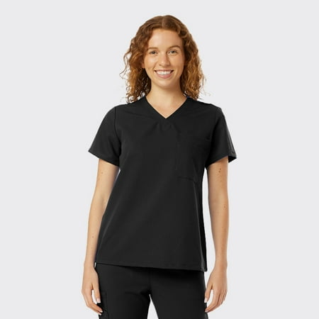 

SPECTRUM UNIFORMS Wynd Women s Tuckable Scrub Top V-Neck Soft Fabric Outfit Ideal for Women at Hospital Workspace Medical Practice Medical Professionals and Nurses Black